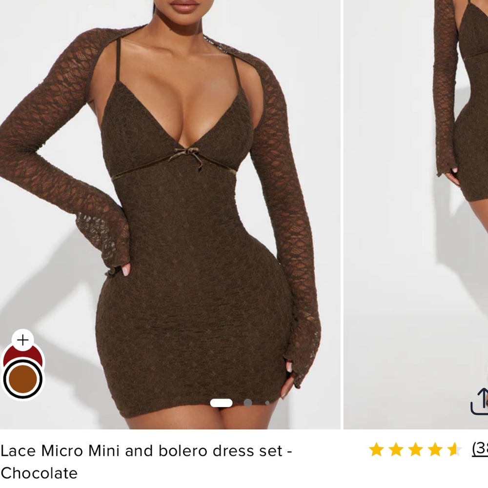 Fashion Nova Chocolate Lace Mini Dress Set